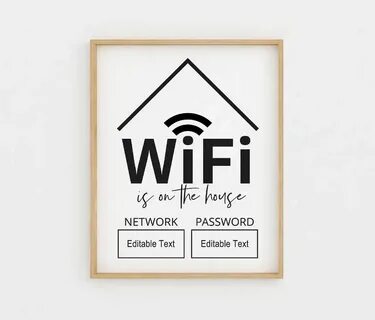 WiFi Password Sign, Editable WiFi Sign Template, WiFi Passwo