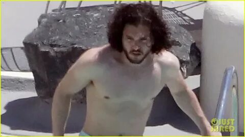 Kit Harington Swims Shirtless, Put His Abs on Display in Gre