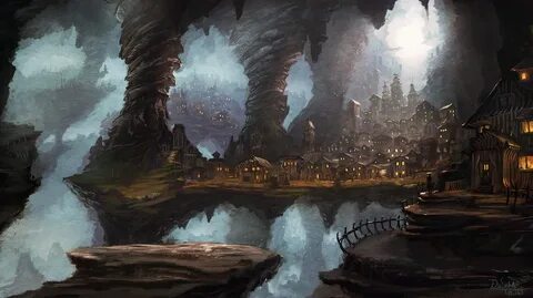 Cave town by *IIDanmrak on deviantART Fantasy landscape, Fan