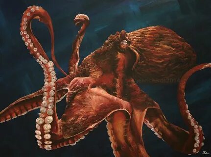 Giant Pacific Octopus - Commission Marine life art, Giant pa