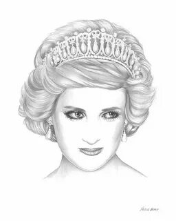 Princess Diana Celebrity Pencil Portrait, pencil drawing, gr