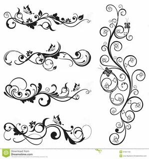 Collection of vintage floral silhouette designs Swirl tattoo