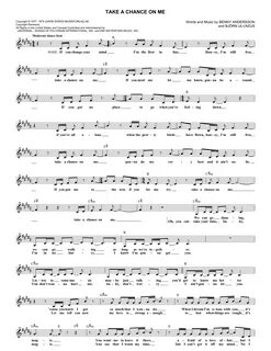 ABBA Take A Chance On Me Sheet Music Notes, Chords Download 