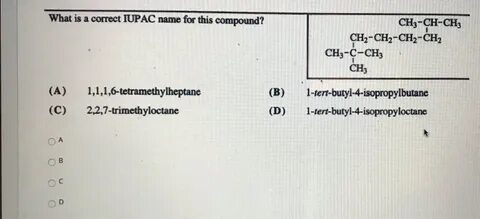 Solved What is a correct IUPAC name for this compound? Chegg