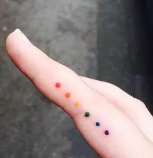 Colorful rainbow dots equality tattoo on the finger #beautif