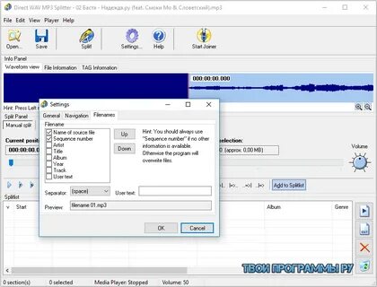 Direct WAV MP3 Splitter скачать бесплатно на русском языке