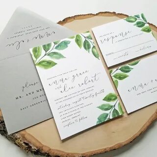 NEW Anna Watercolor Greenery Wedding Invitation Sample - Mod