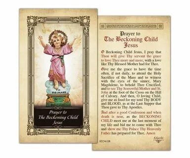 Beckoning child Jesus Laminated Prayer Card Prayer cards, Pr