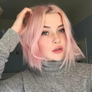 aesthetic Tumblr Pink short hair, Pastel pink hair, Hair sty