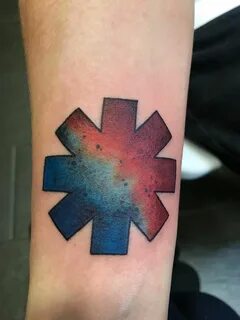 My first tattoo. The Red Hot Chili Peppers logo inspired by 