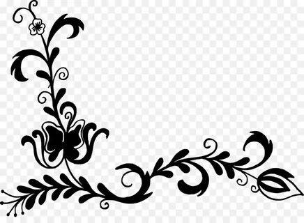 Flower Corner Flower Butterfly Border Design Black And White