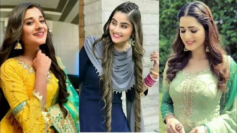 Open hairstyle with Punjabi Suit Open hairstyle for wedding 