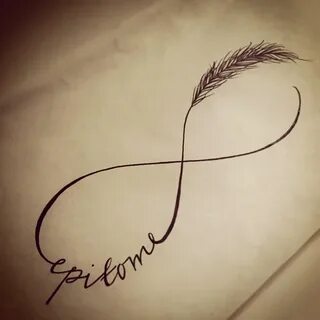 infinity symbol with feather and embedded words' illustratio