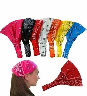 Bandana Headband-Paisley Bandana Headband Wrap- 5 PC Wide He