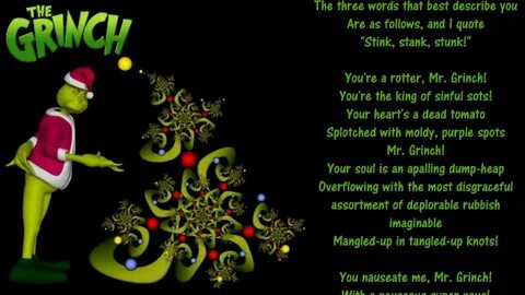 Christmas Song Lyrics You're A Mean One Mr Grinch - You