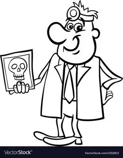 Doctor with xray black and white cartoon Vector Image