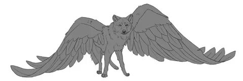 Winged Wolf Base / Free Lineart .:. Winged Wolf by Eredhys o