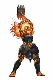 Female Fire Giant Barbarian - Pathfinder PFRPG DND D&D 3.5 5