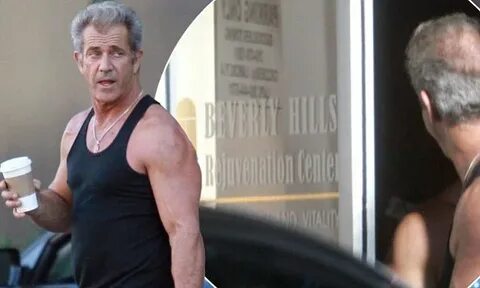 Mel Gibson shows off his muscular arms after spending two ho