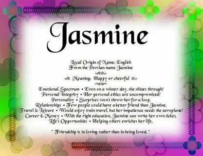 Jasmine Angies Creation Names with meaning, Angie, Emotions
