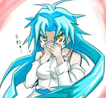 Safebooru - 1girl angry bare shoulders blue hair duel monste