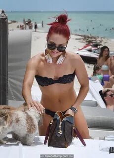 Sharna Burgess wearing a bikini on the beach in Miami - June