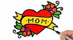 How to Draw a Heart with Flowers for Mom Mother's Day Drawin