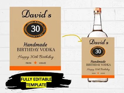 EDITABLE Vodka Label.Personalized Vodka Label.750ml/50ml Custom Vodka.