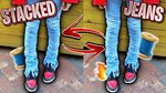 HOW TO MAKE STACKED JEANS EXTENDO JEANS DIY 🧵 🔥 - YouTube