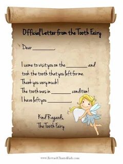 Tooth Fairy Letter Tooth fairy letter template, Tooth fairy 