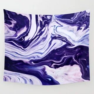 Blue, Pink, White and Purple Marble Wall Tapestry by Lara-Ja