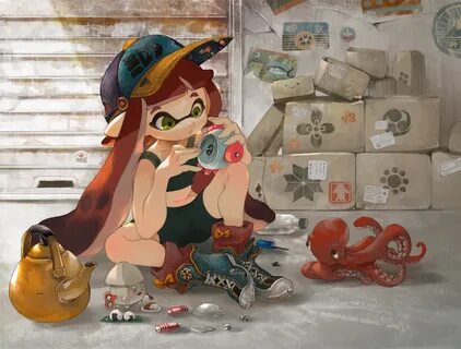 animal hat inkling minato (minat0) shorts splatoon konachan.