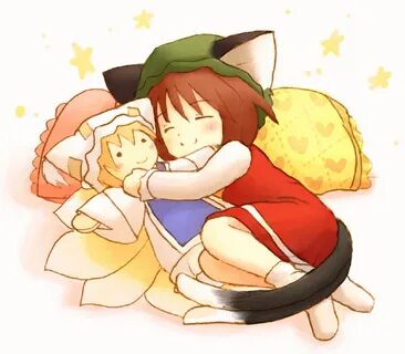 Safebooru - chen doll eijima moko hug sleeping smile touhou 