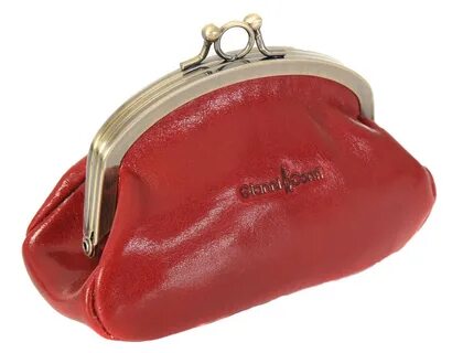 Gianni Conti Red Leather Double Section Clip Top Purse 