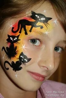 Black cats. Face paint by Tanya Maslova. Раскрашенные лица, 