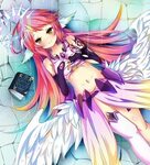 Safebooru - 1girl angel wings blush book breasts eiba feathe