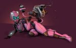 cat girl, Planetside 2, catsuit, weapon, pink background, vi