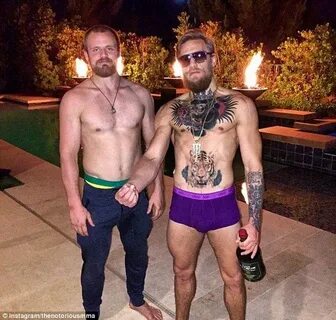 Conor McGregor greets stablemate Gunnar Nelson at Las Vegas 