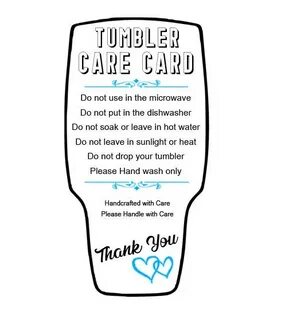 Tumbler Care Card SVG PNG PDF Printable Cutout Etsy
