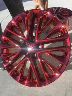 Red chrome rim with metallic red pearl. Get your wheels chro