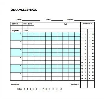 Volleyball Score Sheet Template DocTemplates