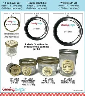 Canning label size charts for regular & wide mouth mason jar