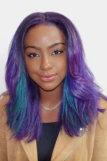 Justine Skye Straight Purple Choppy Layers, Peek-A-Boo Highl