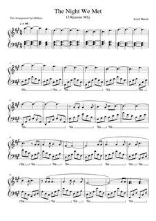 The Night We Met Sheet music for Piano (Solo) Musescore.com