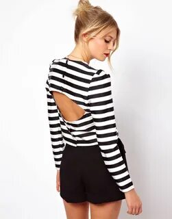 asos open back stripe top - great to pair with a bright skir