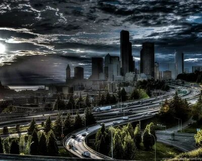 Jose Rizal Park Seattle City Sunset Hdr Night Clouds Road ..