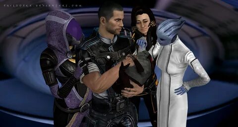 С ребенком элкором - Фан-арт Mass Effect 3