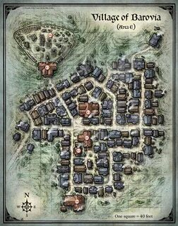 This fantasy map of the Village of Barovia was created for t