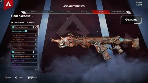 Apex Legends R301 The Iron Rampage Reactive Legendary Skin S