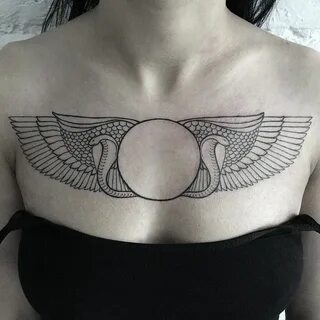 Egyptian wings Geometric art tattoo, Cool chest tattoos, Tat